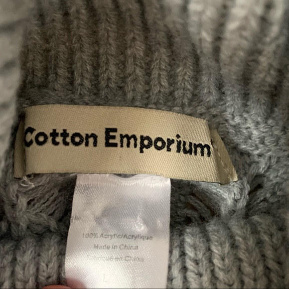 Cotton emporium scalloped textured turtleneck sweater large - Picture 3 of 6